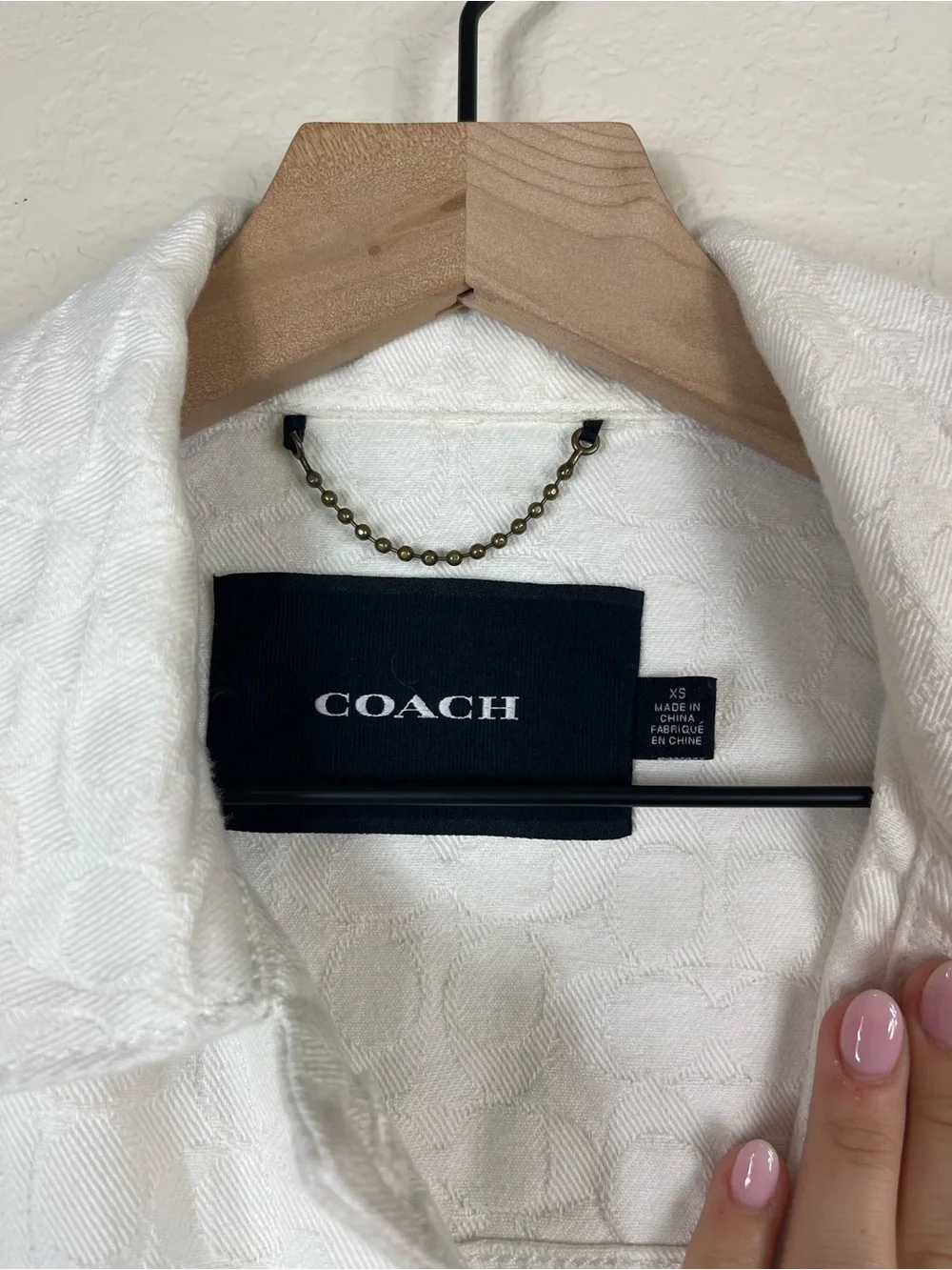 Coach Signature Denim Jacket White Gold Size XS